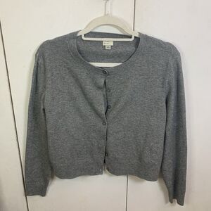 A New Day Women's Gray Scoop-Neck Long Sleeve Button Front Cardigan Size S